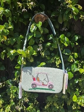 Viral Beaded Pink Golf Cart Shoulder Bag